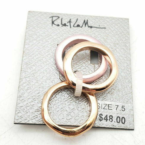 Robert Lee Morris Rose Quartz Stackable 3-Ring Set Pink Size 7.5 MSRP $48